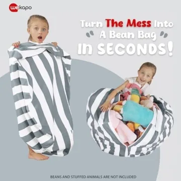Wekapo XX-Large Stuffed Animal Storage Bean Bag Chair Gray