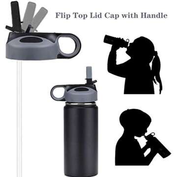 FUNUP Wide Mouth Sports Water Bottle Lid Replacement Cap, Perfect Straw Lid for Hydroflask 18 oz 32 oz 40 oz Wide Mouth Bottle