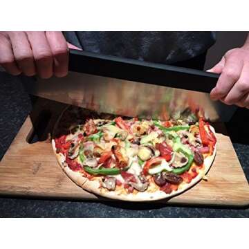 Premium Pizza Cutter by Checkered Chef - Rocker Blade With Protective Cover/Case/Holder/Sheath. Heavy Duty Stainless Steel with Premium Comfort Grip Handle. Dishwasher Safe.