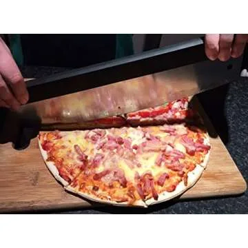 Premium Pizza Cutter by Checkered Chef - Rocker Blade With Protective Cover/Case/Holder/Sheath. Heavy Duty Stainless Steel with Premium Comfort Grip Handle. Dishwasher Safe.