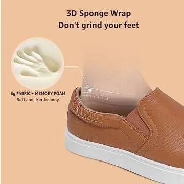 STQ Business Casual Shoes for Womens Slip On Shoes Lightweight Comfortable Fashion Sneakers Loafer Shoes Brown Size 7.5