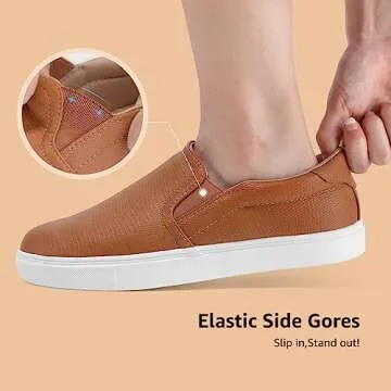 STQ Business Casual Shoes for Womens Slip On Shoes Lightweight Comfortable Fashion Sneakers Loafer Shoes Brown Size 7.5