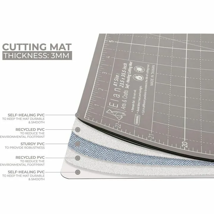 Elan A3 Black/Taupe Self Healing Craft Mat 18x12