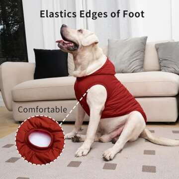 Vecomfy Fleece Lining Extra Warm Dog Hoodie in Winter for Large Dogs Jacket Pet Coats with Hooded,Red XXL