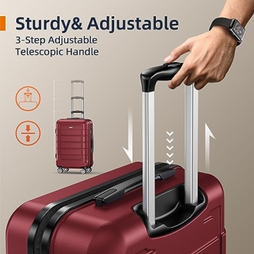 SHOWKOO Luggage Set 3pcs Red Wine with TSA Lock