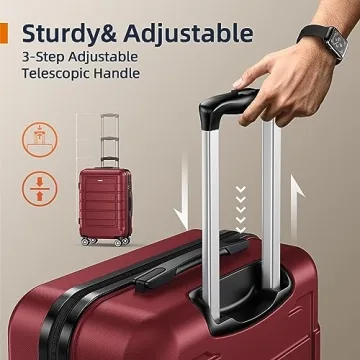 SHOWKOO Luggage Set 3pcs Red Wine with TSA Lock