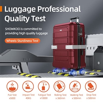 SHOWKOO Luggage Set 3pcs Red Wine with TSA Lock