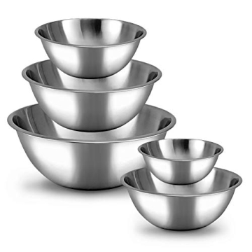 WHYSKO Meal Prep Stainless Steel Mixing Bowls | 5-Piece Set for Kitchen Organization
