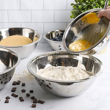 WHYSKO 5-Piece Stainless Steel Mixing Bowls for Meal Prep