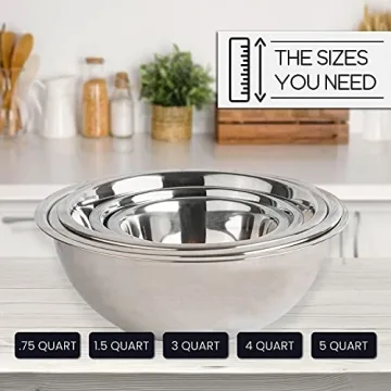 WHYSKO 5-Piece Stainless Steel Mixing Bowls for Meal Prep