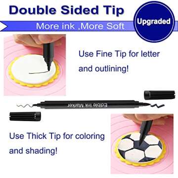 Dual Tips Food Coloring Pens，3PCS Black Color Food Grade and Edible Marker,Gourmet Writers for Decorating Fondant,Cakes, Cookies, Frosting, Easter Eggs, Thick Tip and Fine Tip, by Edibleink