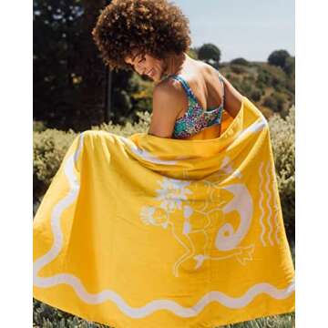 FUNBOY Oversized Beach Towel, Icon Fringe Design, Perfect for a Summer Pool Party and the Beach