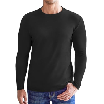 Ekouaer Men's Long Sleeve Thermal Fleece Shirt - Comfort Fit Crew Neck