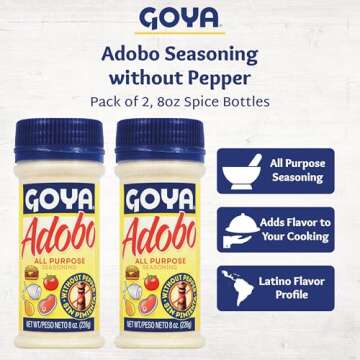 Adobo All Purpose Seasoning without Pepper by Goya, Poultry, Seafood, Meat, and Vegetable Seasoning,...