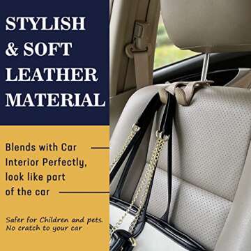 TISOHUGO Headrest Hooks: Stylish Car Purse Holders