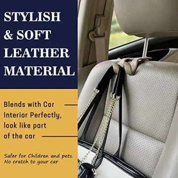 TISOHUGO Headrest Hooks: Stylish Car Purse Holders