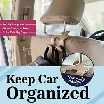 TISOHUGO Headrest Hooks: Stylish Car Purse Holders