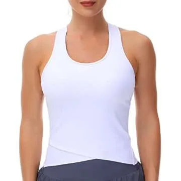 Women’s Racerback Workout Tank Tops with Built in Bra Sleeveless Running Yoga Shirts Slim Fit (Medium, White)