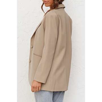 Womens Casual Blazers Long Sleeve Oversized Open Front Business Lapel Button Work Office Jackets Light Khaki
