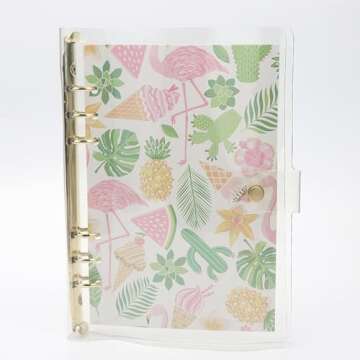 Clear A5 Binder Gold 6 Ring Budget Binders Loose Leaf Folders Refillable Soft PVC Notebook Shell Pro...