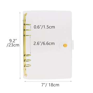 Clear A5 Binder Gold 6 Ring Budget Binders Loose Leaf Folders Refillable Soft PVC Notebook Shell Protector Binding Accessories Supplies (Gold A5 Binder)