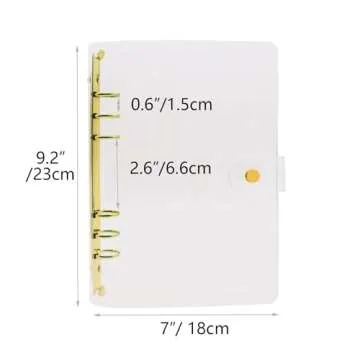 Clear A5 Binder Gold 6 Ring Budget Binders Loose Leaf Folders Refillable Soft PVC Notebook Shell Protector Binding Accessories Supplies (Gold A5 Binder)
