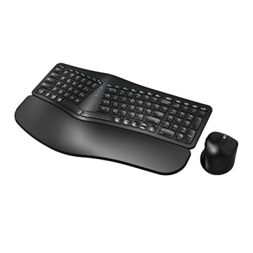 MK960 Ergonomic Wireless Keyboard Mouse Combo, Bluetooth/2.4G Split Design Keyboard with Palm Rest a...