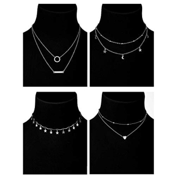 BBTO Layered Silver Choker Necklace Set for Women and Girls