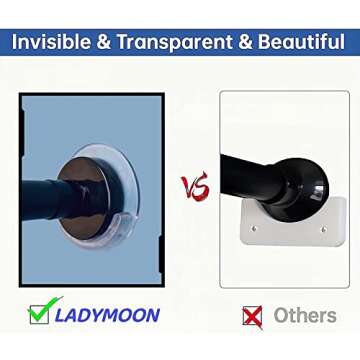 LADYMOON Adhesive Shower Curtain Rod Holder No Drilling,Set of 4,Max Load 60 lbs,Heat Resistant and Waterproof,Wall Mount Retainer of Shower Rods for Bathroom(Shower Curtain Rod Not Included)