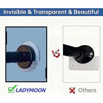 LADYMOON Adhesive Shower Curtain Rod Holder No Drilling,Set of 4,Max Load 60 lbs,Heat Resistant and Waterproof,Wall Mount Retainer of Shower Rods for Bathroom(Shower Curtain Rod Not Included)