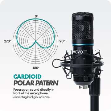 Movo iPhone Podcast Equipment Bundle - 2 Pack Condenser Microphones, 2 Desktop Mic Stands, 2 Pop Fil...