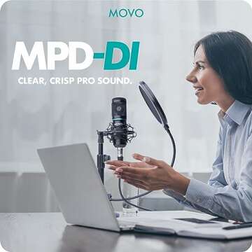 Movo iPhone Podcast Equipment Bundle - 2 Pack Condenser Microphones, 2 Desktop Mic Stands, 2 Pop Filters, 2-Channel XLR Interface with Lightning Output - Compatible with iPhone, iPad, iOS (Lightning)