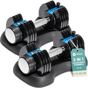 LifePro Adjustable Dumbbell Set – 5-25 lb Dumbbells Set of 2, Quick Change Rotating Hand Weights f...