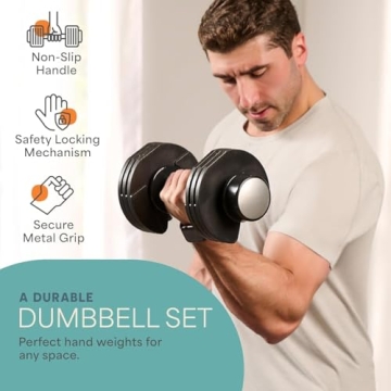 LifePro Adjustable Dumbbell Set – 5-25 lb Dumbbells Set of 2, Quick Change Rotating Hand Weights for Women//Men at Home Gym Weight System - 5-25 Pound, Ideal for Home Strength Training