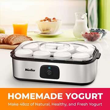 Mueller Yogurt Maker, Greek Yogurt Machine with 8 Glass Jars/Lids, One Touch Display: Perfect for Or...
