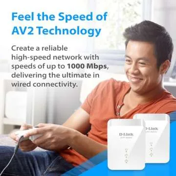 D-Link Powerline Adapter Starter Kit Ethernet Over Power Gigabit AV2 Up to 1000Mbps MIMO Internet Network Wall Plug In (DHP-601AV)