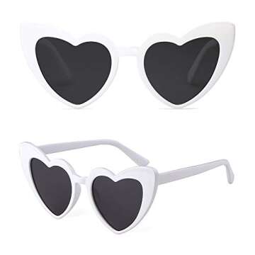 boqopod Clout Heart Shaped Sunglasses Goggles Vintage Cat Eye Mod Style Retro Kurt Cobain Glasses (W...