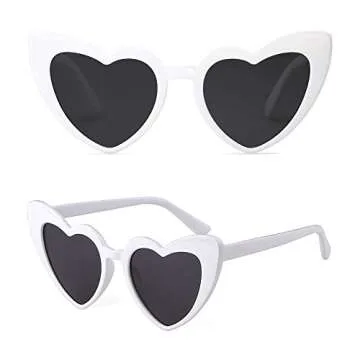 boqopod Clout Heart Shaped Sunglasses Goggles Vintage Cat Eye Mod Style Retro Kurt Cobain Glasses (W...