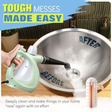 Steam Cleaner, Powerful Pressurized Multipurpose Steamer for Cleaning, Chemical-Free Multi-Surface Handheld Steam Cleaner with 11-Piece Accessory for Home, Furniture, Upholstery, Couch, Tile and Car