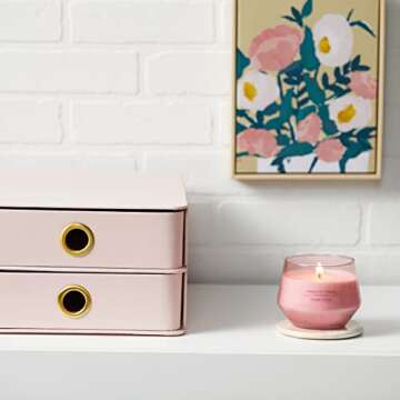 Yankee Candle Studio Medium Candle, Fresh Cut Roses, Pink Candle, 10 oz: Long-Lasting, Essential-Oil Scented Soy Wax Blend Candle | 40-65 Hours of Burning Time, 10 oz, Home Décor