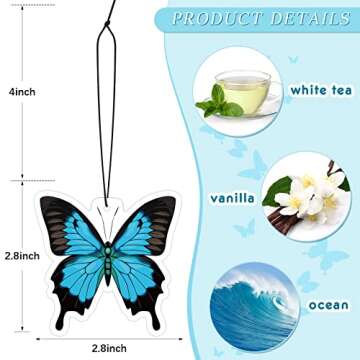 12 Pack Car Air Fresheners Butterfly Summer Flower Hanging for Women Girls Cute Air Freshener for Ca...