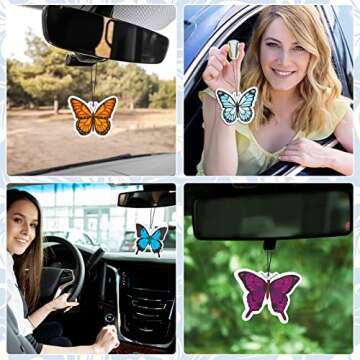 12 Pack Car Air Fresheners Butterfly Summer Flower Hanging for Women Girls Cute Air Freshener for Cars Mirror (Butterfly)