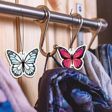 12 Pack Car Air Fresheners Butterfly Summer Flower Hanging for Women Girls Cute Air Freshener for Cars Mirror (Butterfly)
