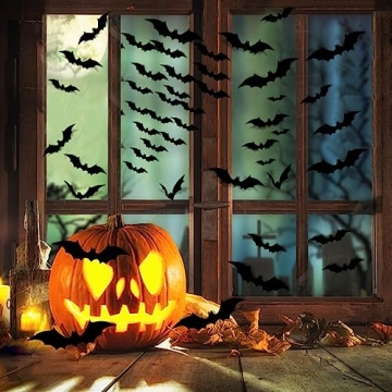 Realistic 3D Black Bat Stickers Halloween Decorations 140PCS
