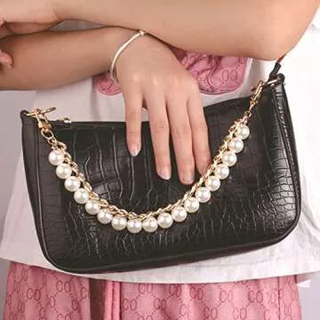 Stylish Pearl Purse Chain Strap for Women - 2 Pcs Set