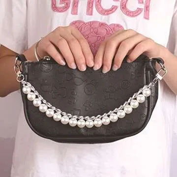 Stylish Pearl Purse Chain Strap for Women - 2 Pcs Set