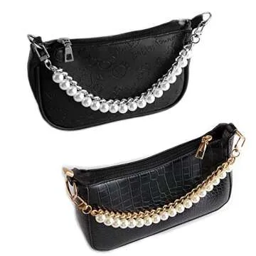 Stylish Pearl Purse Chain Strap for Women - 2 Pcs Set