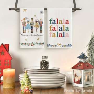 Artoid Mode Nutcrackers Merry Christmas Kitchen Towels Dish Towels, 18x26 Inch Xmas Balls Tree Winte...