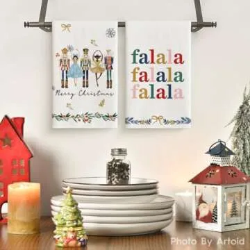 Artoid Mode Nutcrackers Merry Christmas Kitchen Towels Dish Towels, 18x26 Inch Xmas Balls Tree Winte...