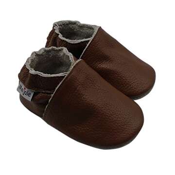 Mejale Baby Boy Girl Shoes Soft Soled Leather Moccasins Anti-Skid Infant Toddler Prewalker (Brown,12-18 Months)